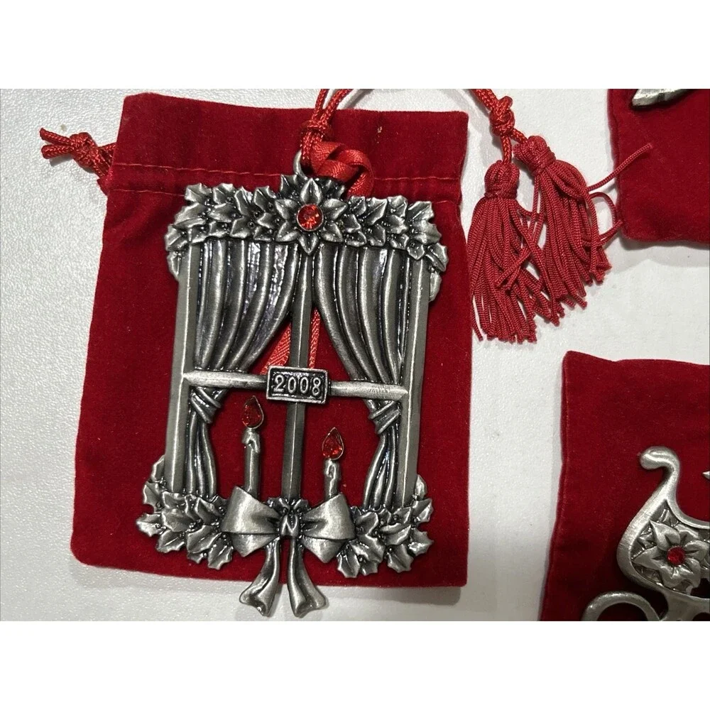Vintage AVON Metal Pewter Christmas Ornaments 2006 2007 2008 lot of 3~4